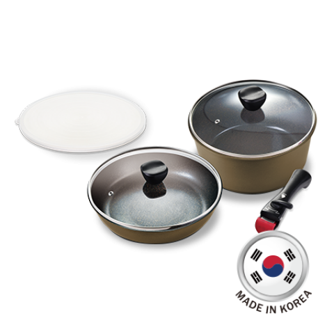 【Discontinued】German Pool KPH-SET2 Korean Detachable-Handle Non-stick Pan & Pot Set