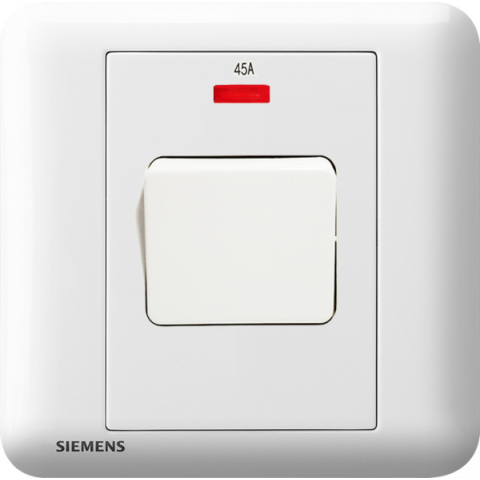 Siemens 西門子 5TA01633PC01 45A 單位雙極開關掣 帶霓虹燈指示器(白)