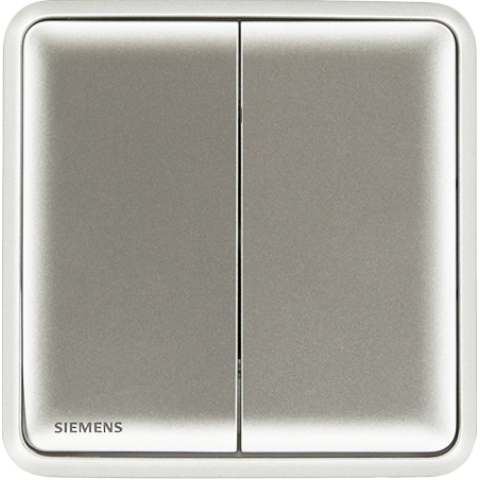 Siemens 西門子 5TA01233PC02 10AX 雙位雙控開關掣 (銀)