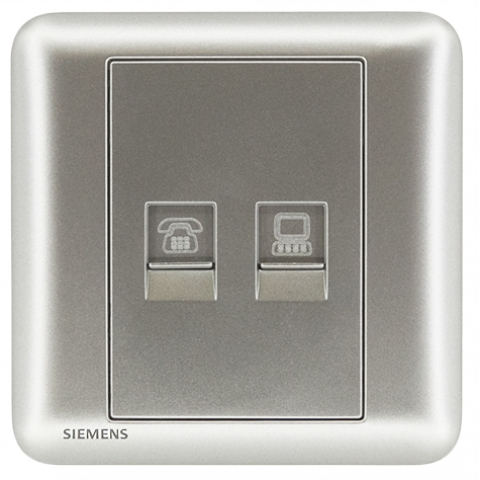 Siemens 西門子 5UH01633PC02 電話插座 RJ11 + 電腦插座 RJ45(銀)