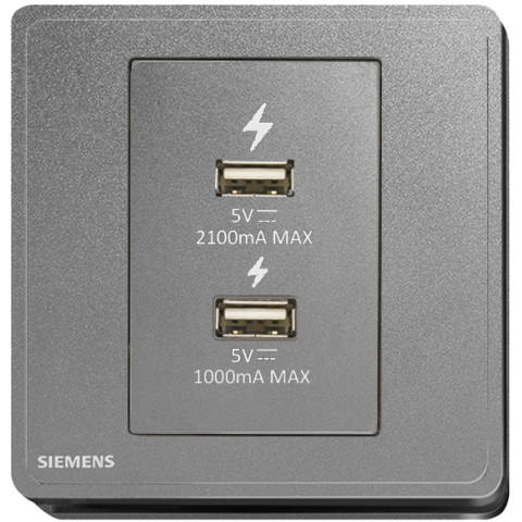 Siemens 西門子 5UH81871PC05 雙USB 智能充電插座 (銀灰色)