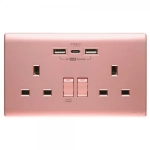 M2K TC202APC4-CR 4.2A Double TYPE C/USB Wall Socket (Pink)
