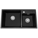 Baumatic BQSDA8245GB Stone Composite Quartz double bowl sink (Gloss Black)