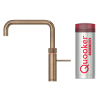 Quooker 3FSPTN Fusion Square Kitchen Water Tap + PRO3 Boiling Water Tank (Patinated Brass)