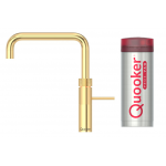 Quooker 3FSGLD Fusion Square Kitchen Water Tap + PRO3 Boiling Water Tank (Gold)