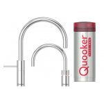 Quooker 3NRCHRTT Nordic Round Kitchen Water Twintaps + PRO3 Boiling Water Tank (Polished Chrome)