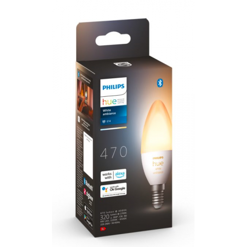 Philips 飛利浦 HueWA 5.2W B39 E14 黃白光智能燈泡 (藍牙版) (929002294403)