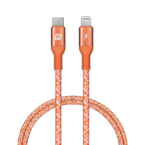 Momax DL31M Elite USB-C to Lightning 1.2米 尼龍編織連接線 快充短線 (珊瑚紅)