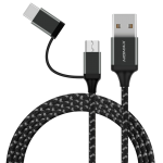 Momax DTC11D Zero 2-in-1 USB-C & Micro USB 連接線 Android (1.0M)