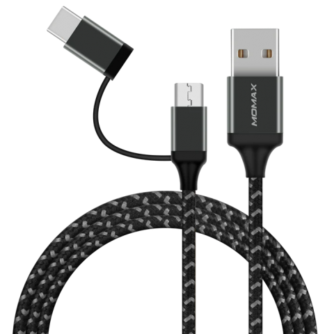 Momax DTC11D Zero 2-in-1 USB-C & Micro USB 連接線 Android (1.0M)