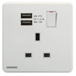 Siemens 西門子 5UB81923PC01 DELTA®arina 13A 單位單極開關插座帶2個USB插頭 (白色)