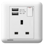 Siemens 西門子 5UB01623PC01 DELTA®seata 13A單位開關插座帶2個USB插頭 (白色)