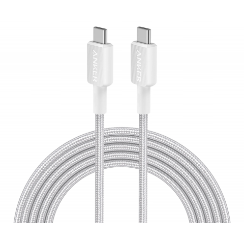 Anker 322 USB-C - USB-C Braided Nylon Charging Cable (3m) (White)