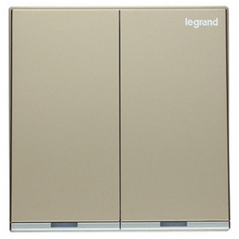 Legrand Galion K8/32D20AN-C2-HK 2 Gang 20AX DP Switch with Amber LED (Champagne with Silver bar)