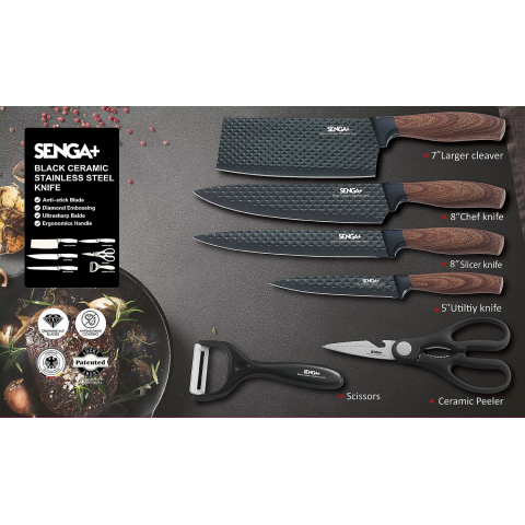 Senga LK-WS10 黑陶瓷鋼化刀 (6件套裝)