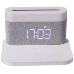 Amoovars ALVA-GRAND 3-In-1 Wireless Charger, Night Light & Alarm Clock (White)
