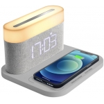 Amoovars ALVA-GRAND 3-In-1 Wireless Charger, Night Light & Alarm Clock (Grey)