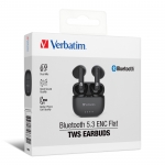 Verbatim 66832 Bluetooth 5.3 ENC Flat True Wireless Bluetooth Headphones (BK)