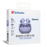Verbatim 66858 Bluetooth 5.3 ENC in-ear true wireless Bluetooth headphones (Purple)