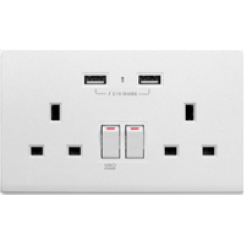 M2K AP202AL4-W 4.2A 雙USB充電面板 (牆紙紋系列) (白色)