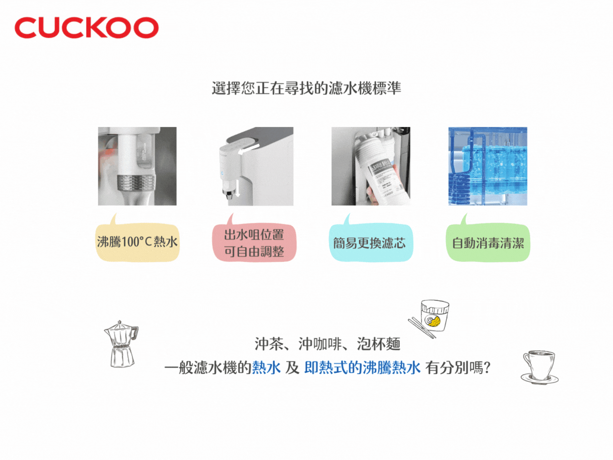 Cuckoo CP-TN100DS 韓國 100°C 智能納米濾水機 (深銀灰色)