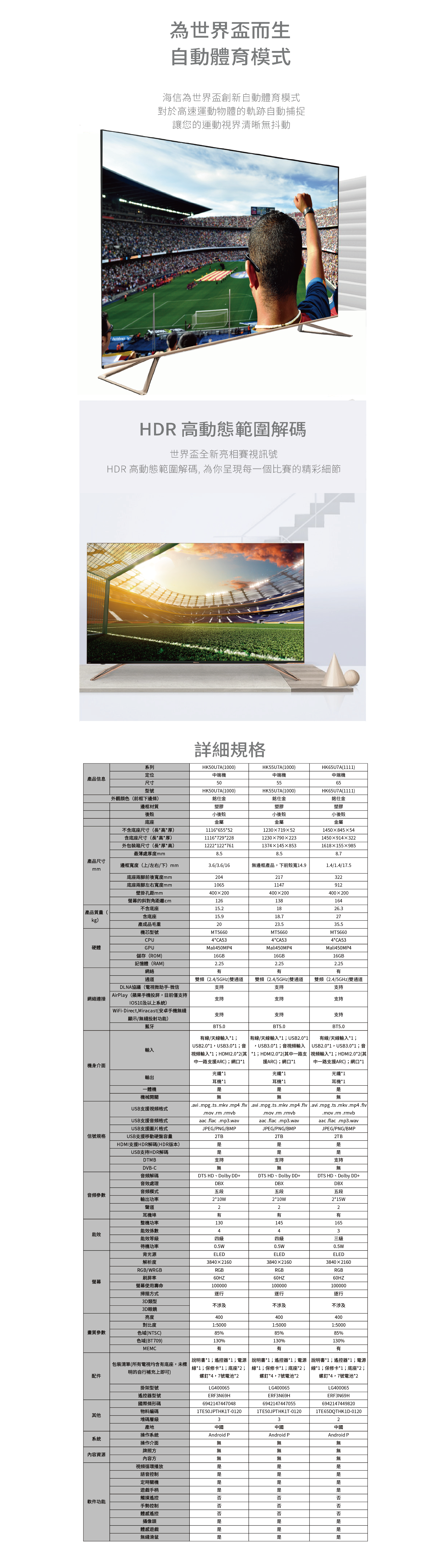 Hisense 海信 HK55U7A(1000) 55吋 4K ULED 超高清智能電視 U7A (含Google Play)