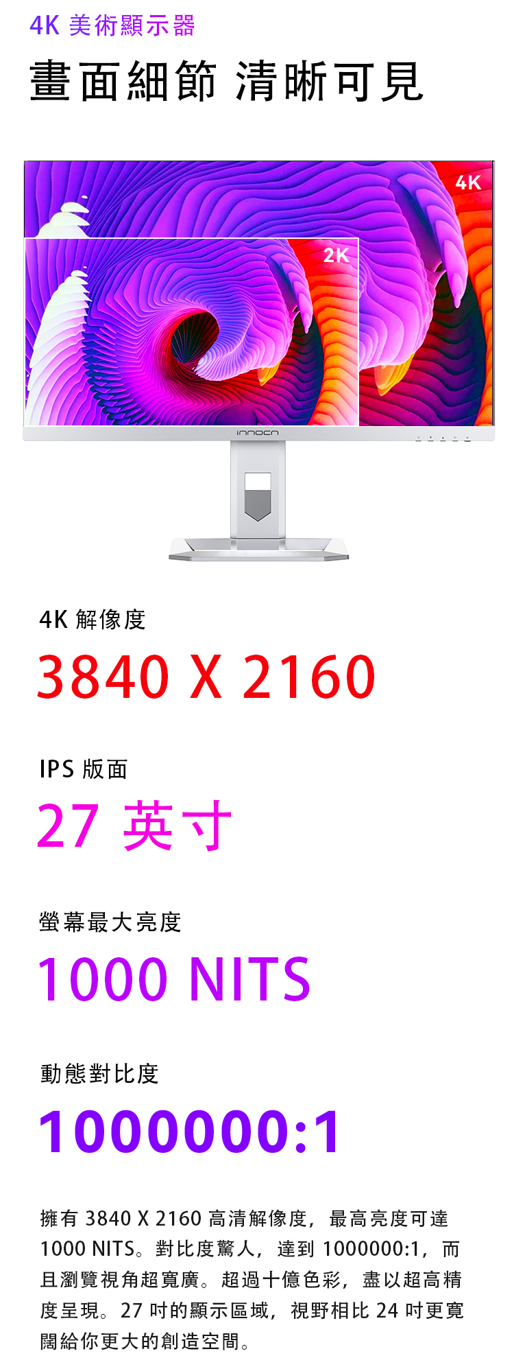 Innocn 27M2V 27吋 4K LED 迷你顯示器