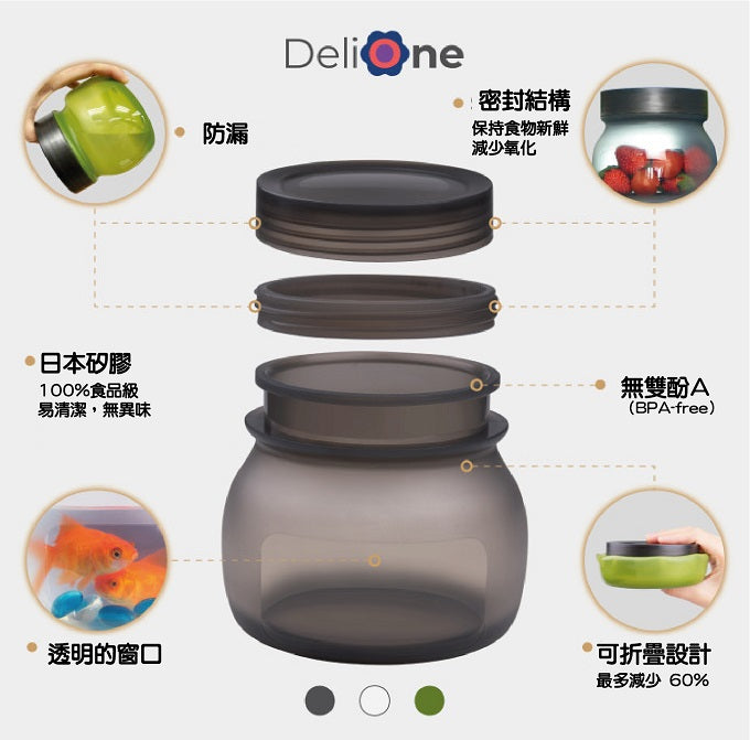 DeliOne DCDELJAR-04 彈性保鮮收納瓶 (中號 x 2件裝) (透明)