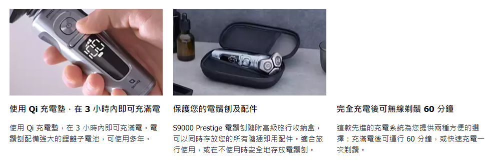 Philips 飛利浦 SP9885/36 Shaver S9000 Prestige 配備 SkinIQ 智能感溫調控技術的乾濕兩用電鬚刨 (亮鉻色)