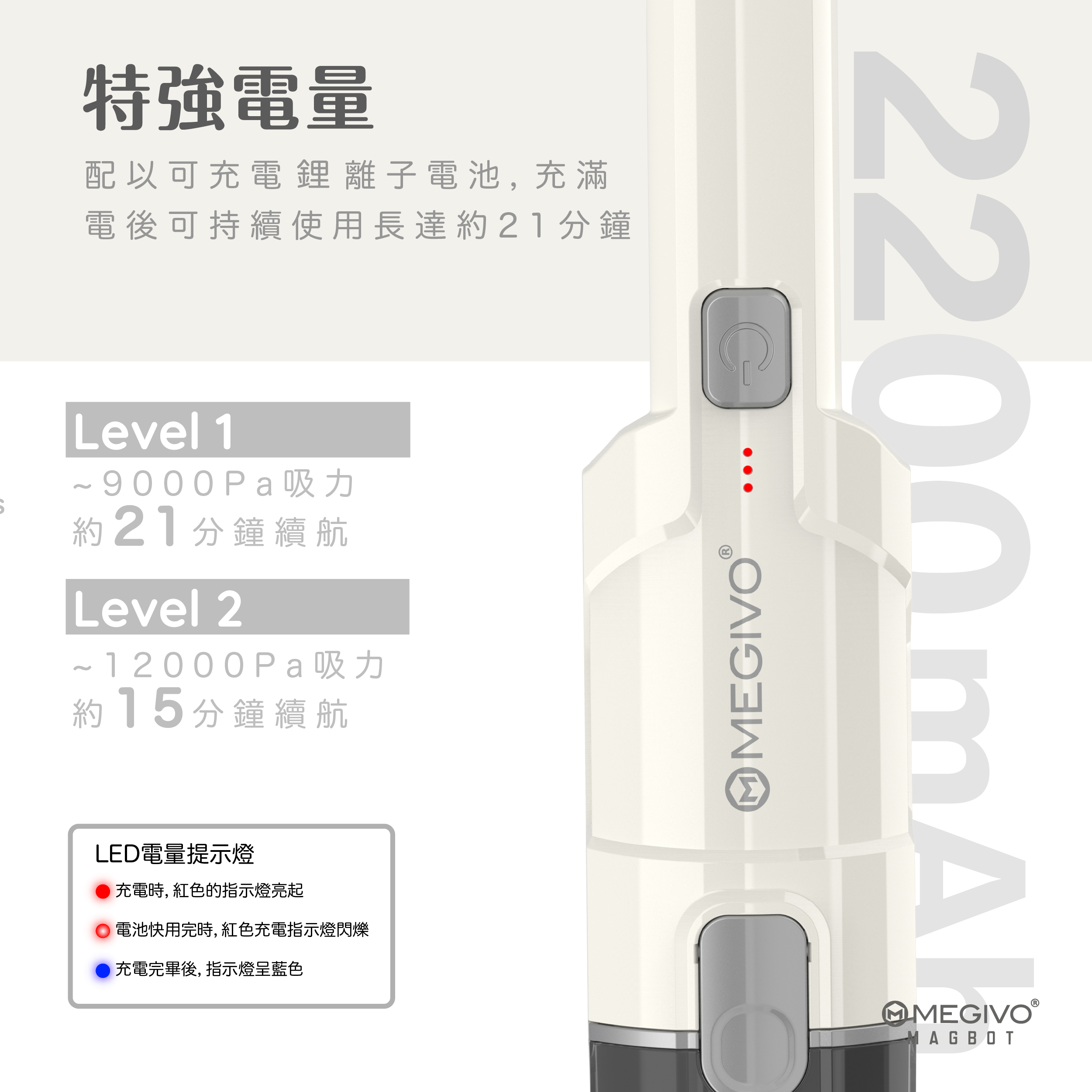 【已停產】Megivo OX-01-LB Magbot 輕巧無線手提吸塵機 (拿鐵米色)