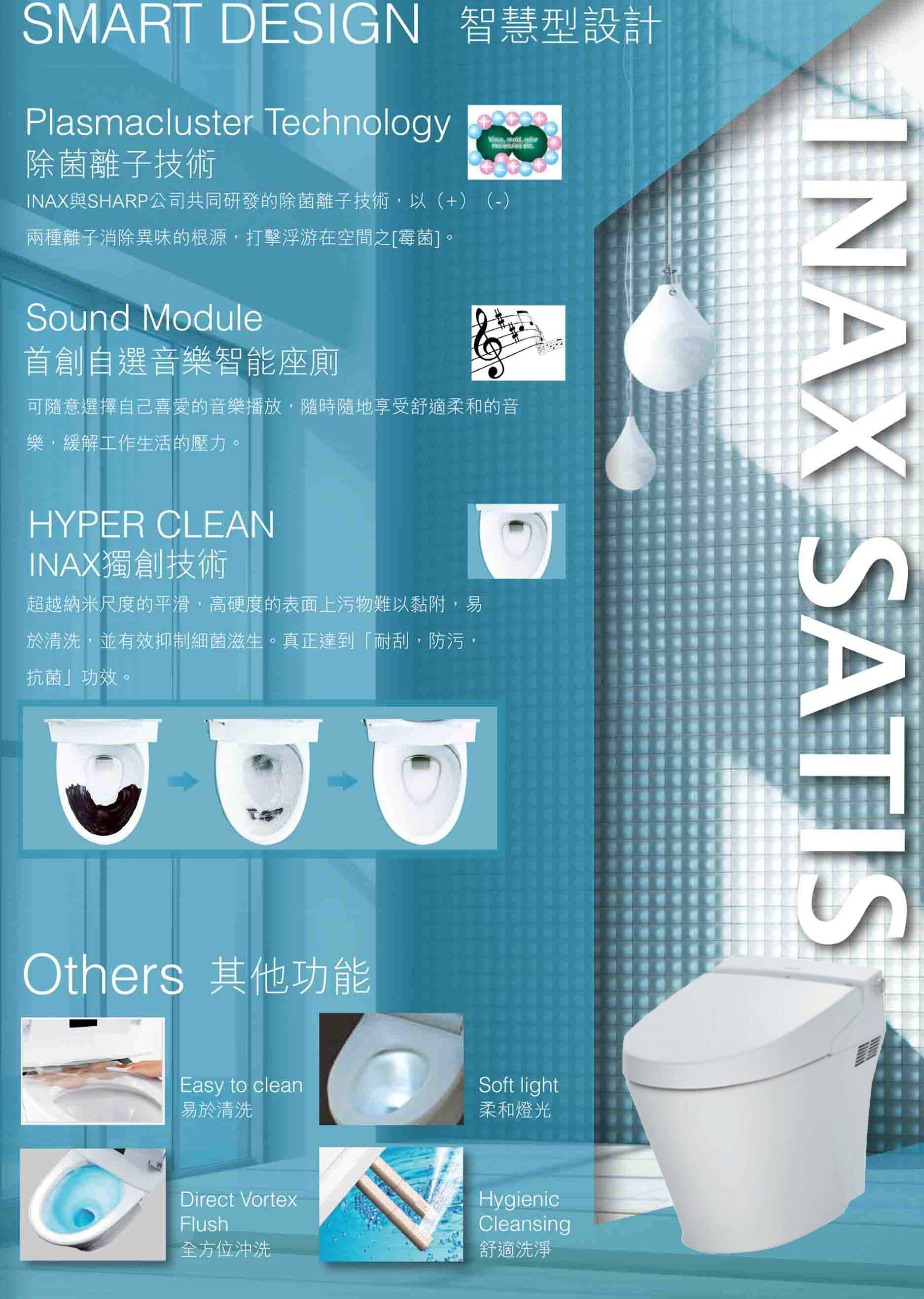 Inax IN-YBC-S20P-W-BW1 Satis 120mm 低咀智能座廁 + Satis 智能廁板連配件 (IN-DV-S618-VHWBF-BW1)