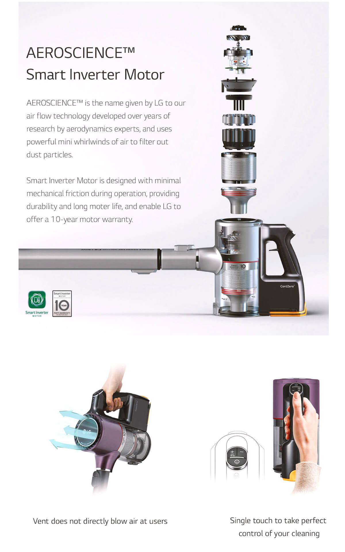 【Discontinued】LG A938SA CordZero™ A9 Cordless Vacuum Cleaner (Made in Korea, Fantasy Silver – Single battery)